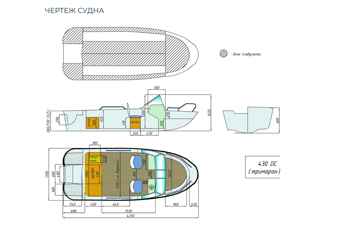 Стеклопластиковый катер Wyatboat-430 DC (тримаран) в Петрозаводске