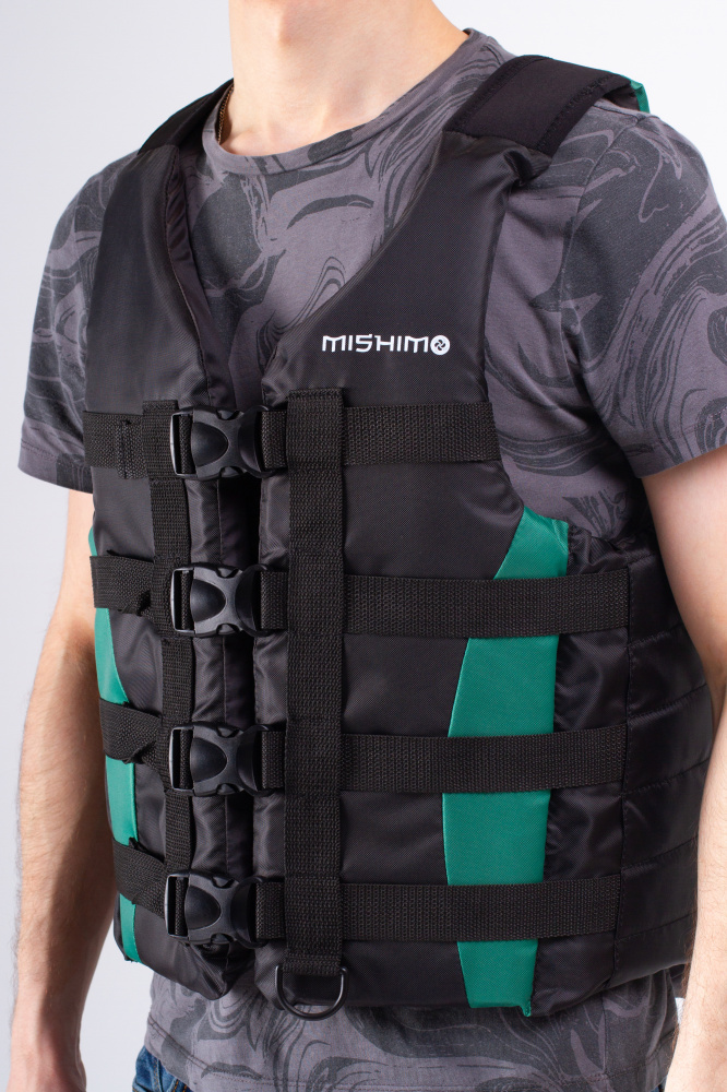 Жилет спасательный MISHIMO PRO Премиум качества Черно-зеленый в Петрозаводске