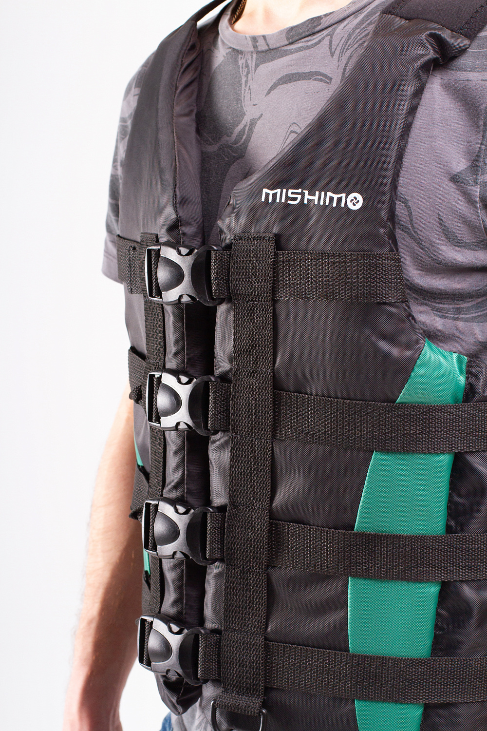 Жилет спасательный MISHIMO PRO Премиум качества Черно-зеленый в Петрозаводске